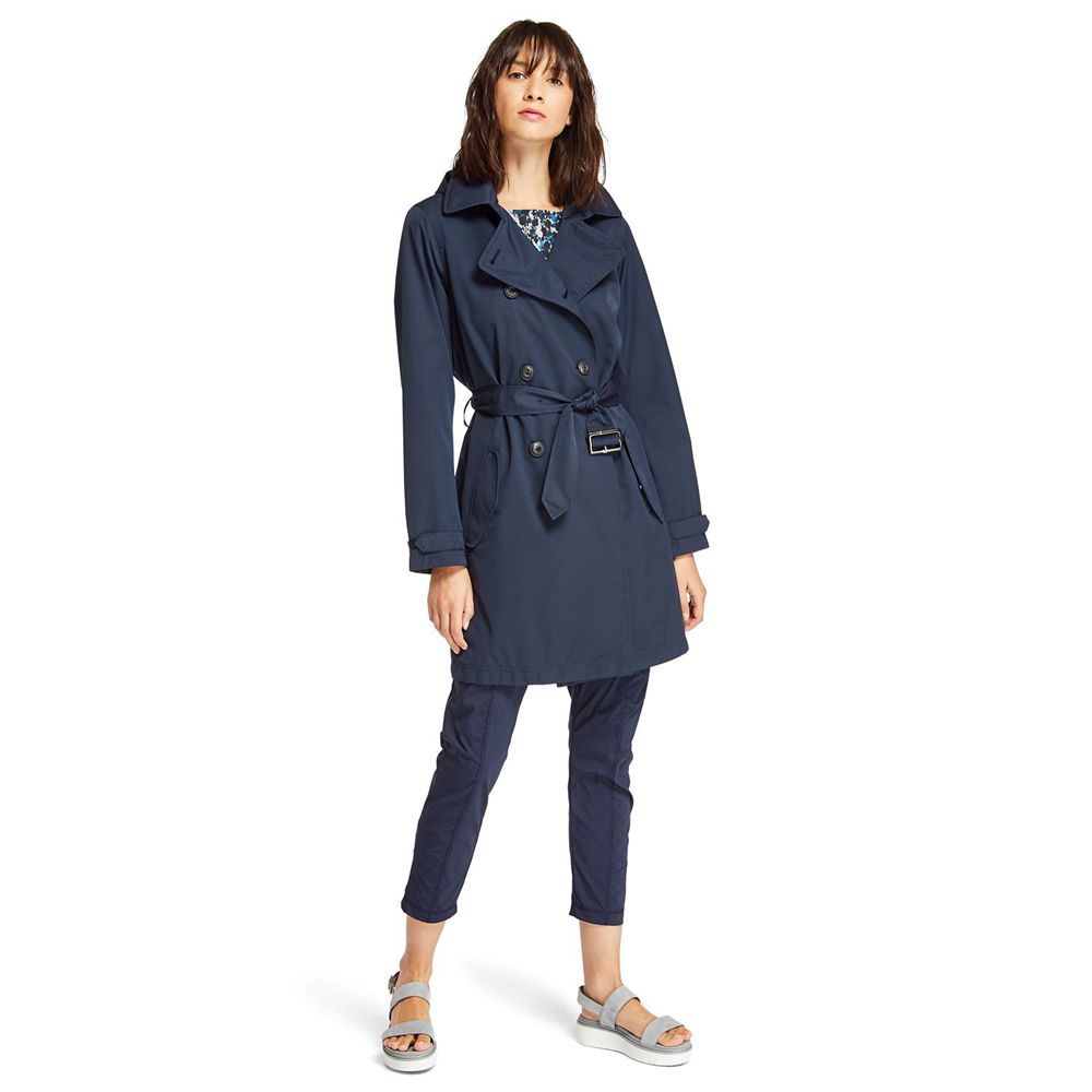 Timberland Womens Coats Classic Waterproof Trench - Navy - India CL5891624